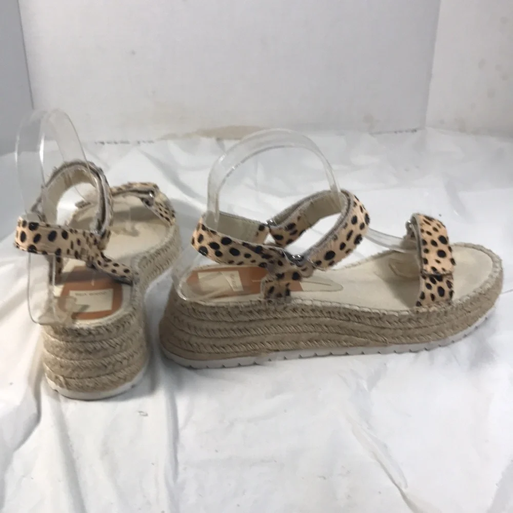 Dolce Vita Myra Women’s Leopard Print Fur Espadrille Adjustable Platform Sandals